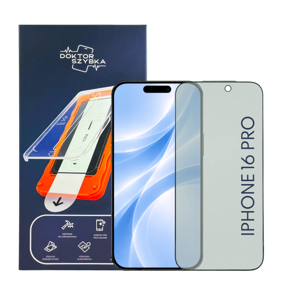Szkło ochronne prywatyzujące do iPhone 16 Pro 1 szt. + aplikator