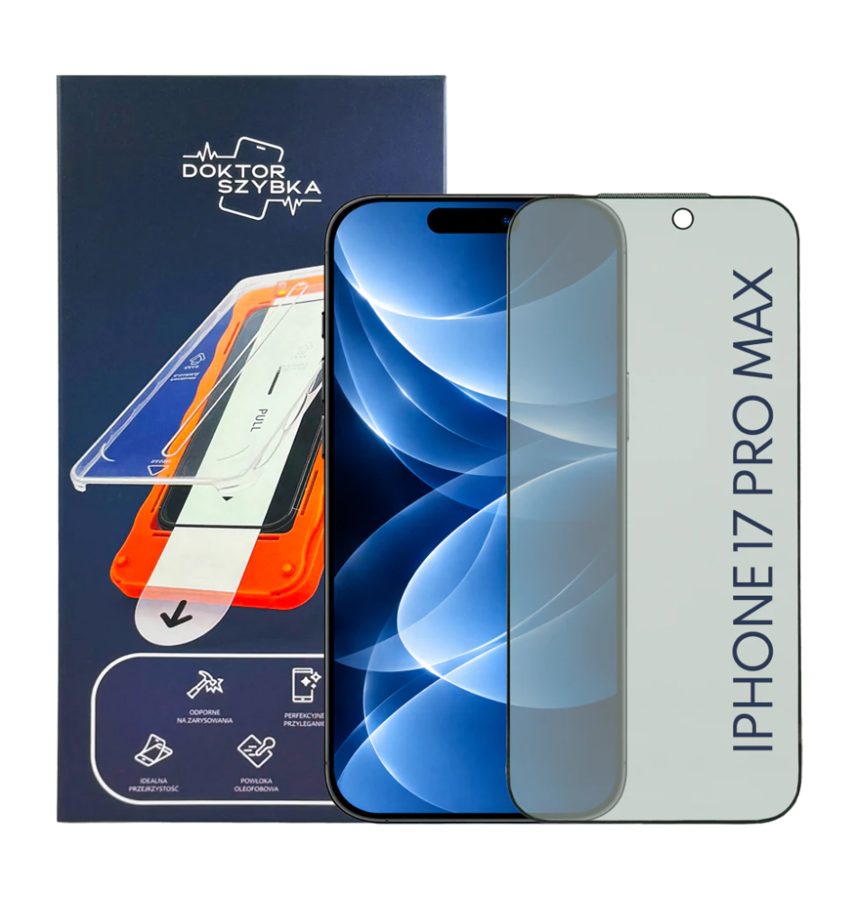 Szkło ochronne prywatyzujące do iPhone 17 PRO MAX + aplikator 1 szt